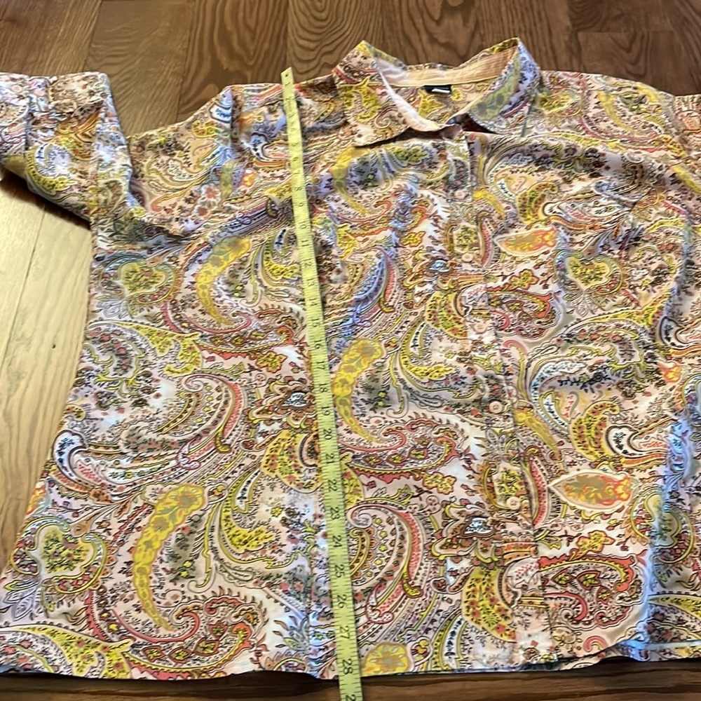 BASIC EDITIONS PLUS women’s paisley button up collared neckline 3/4 sleeve sz 4X - Picture 6 of 10
